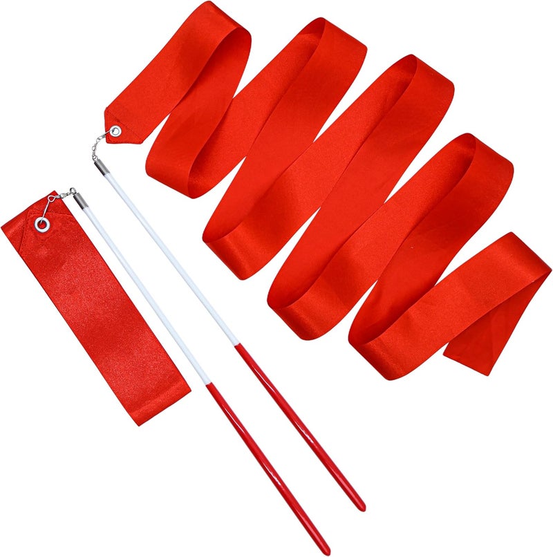 Drokenle 2pcs Rhythmic Dance Ribbons with Wands, 78.7 Inch Rhythmic Gymnastics Ribbon Dancer Wand Twirling Dancing Ribbon Streamers, Fits Artistic Dancing Gymnastics Training - Image 1